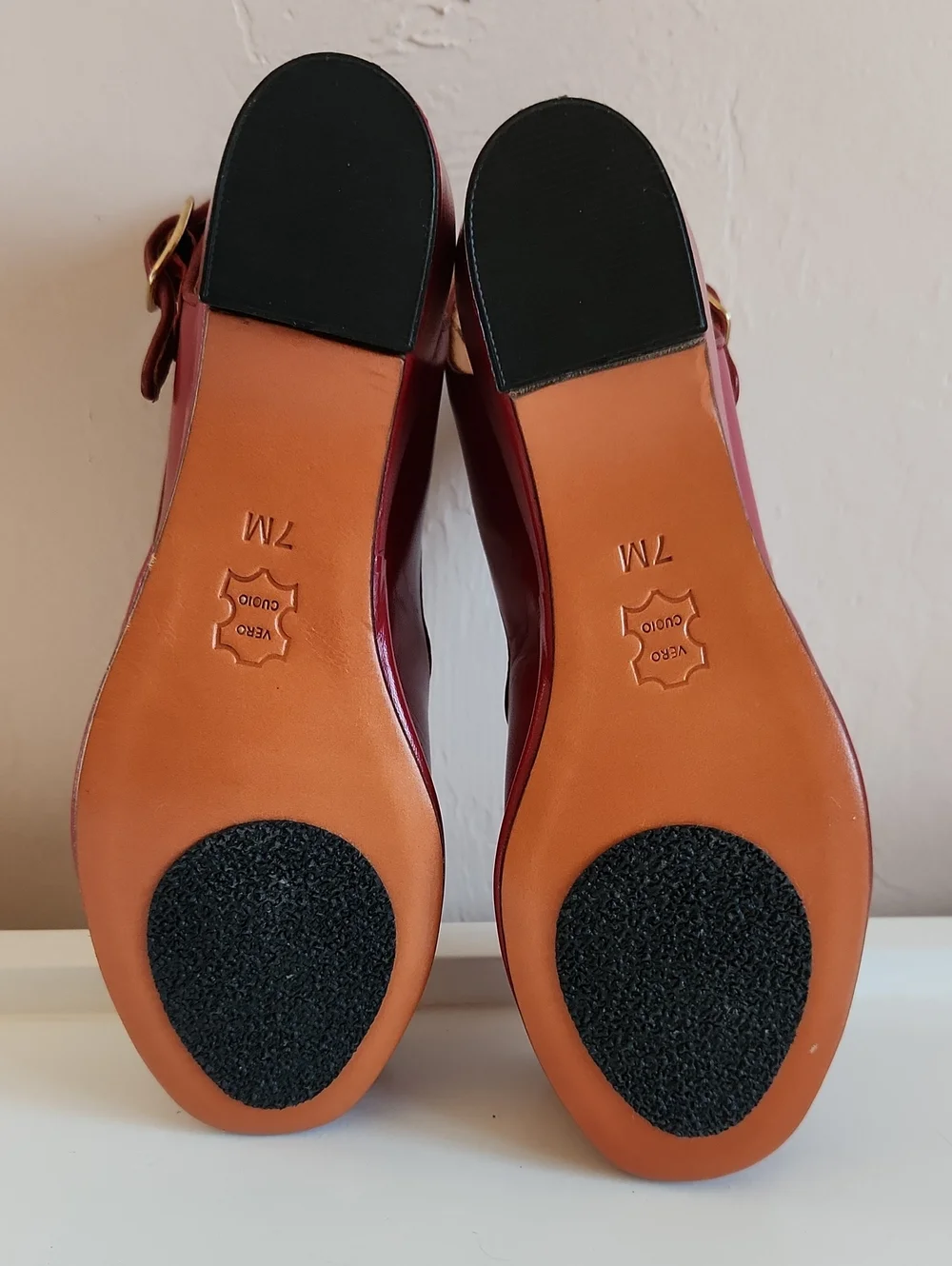 Re-mix Classic Vintage Gloria Red Leather Slingback Wedge  Heels with Bow Size 7